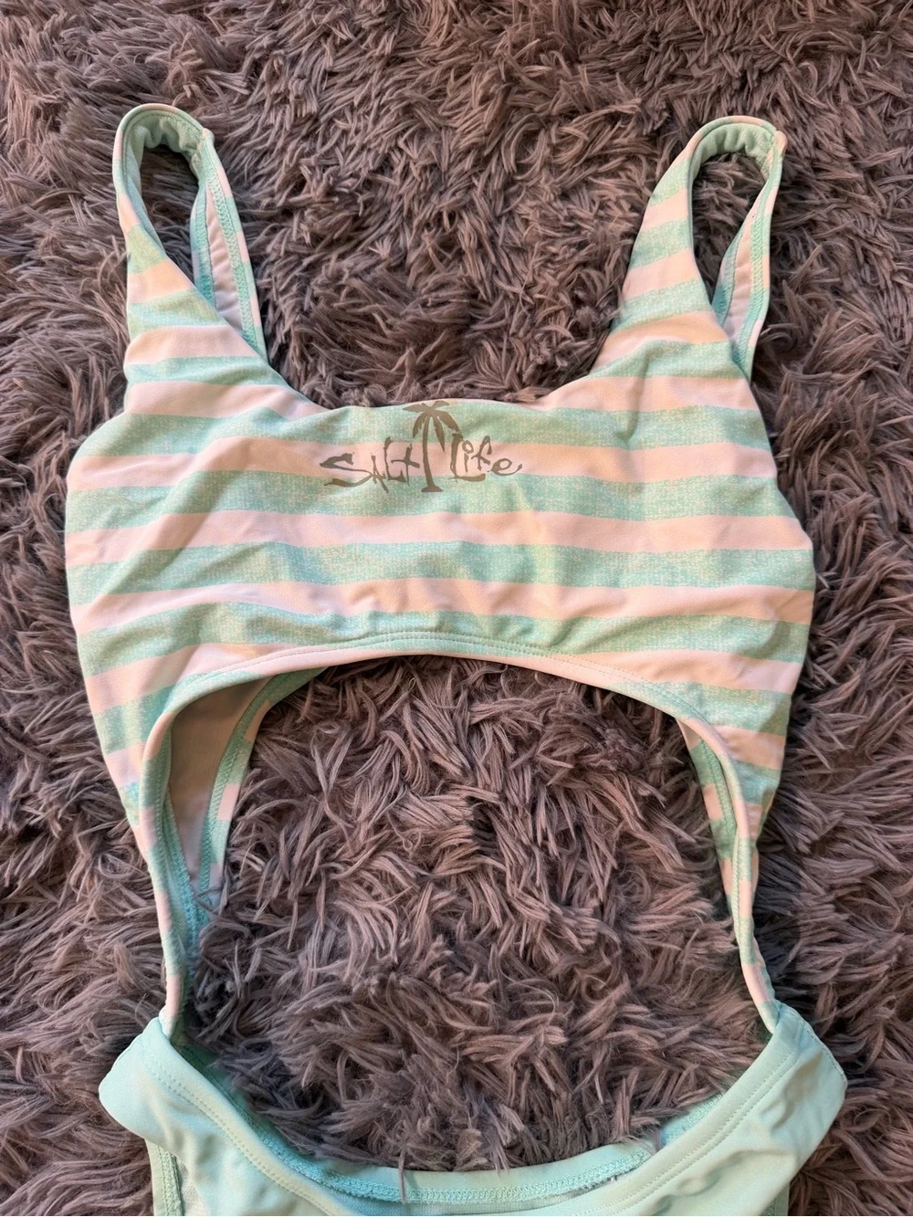 Salt Life blue and White Striped One-Piece Cutout Swimsuit